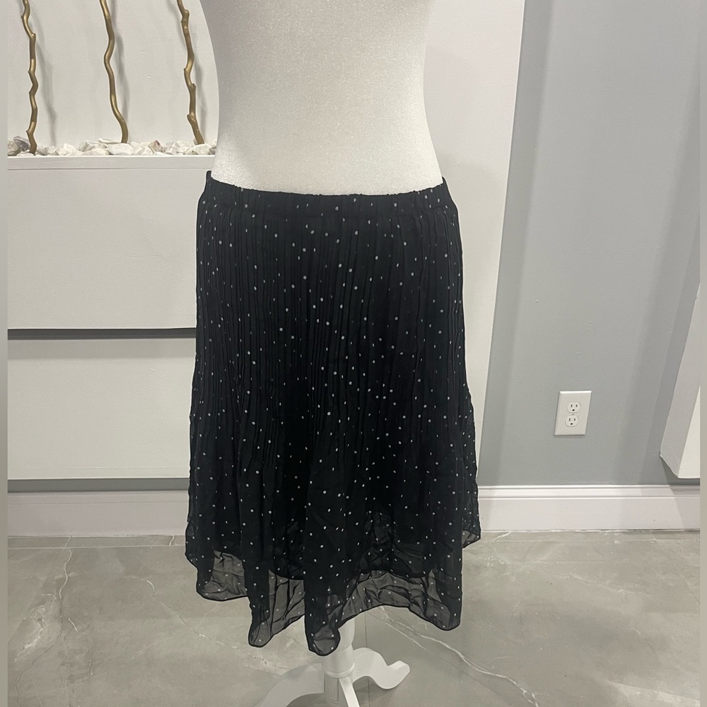 Chic Black Polka Dot Midi Skirt